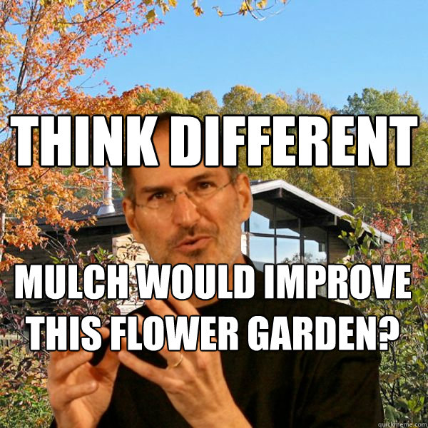 think different mulch would improve this flower garden?  Retired Steve Jobs