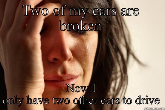 TWO OF MY CARS ARE BROKEN NOW I ONLY HAVE TWO OTHER CARS TO DRIVE First World Problems