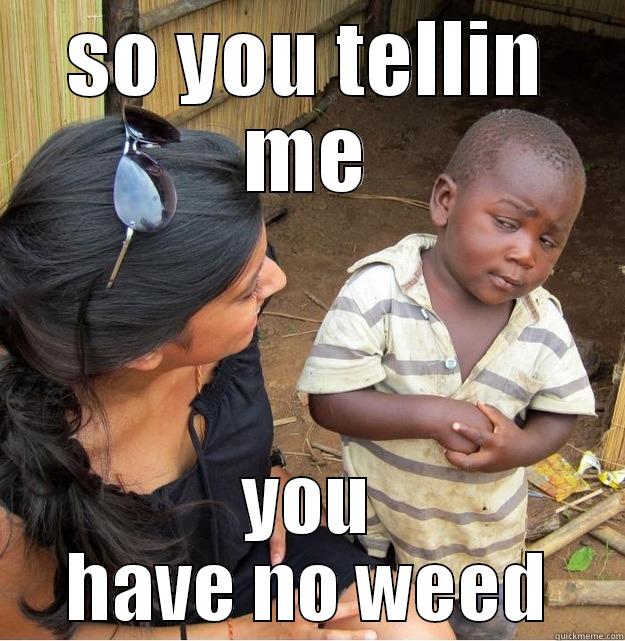SO YOU TELLIN ME YOU HAVE NO WEED Skeptical Third World Kid
