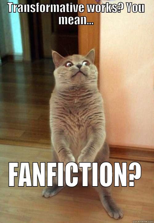 fanfic cat - TRANSFORMATIVE WORKS? YOU MEAN... FANFICTION? Horrorcat