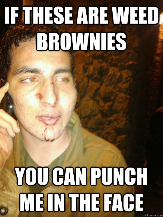 If these are weed brownies you can punch me in the face - If these are weed brownies you can punch me in the face  Punch me in the face