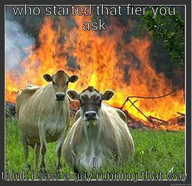 WHO STARTED THAT FIER YOU ASK I THINK I SAW A GUY RUNNING THAT WAY Evil cows
