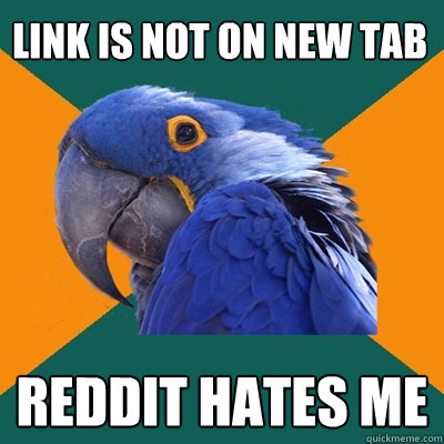 Link is not on new tab Reddit Hates me  Paranoid Parrot