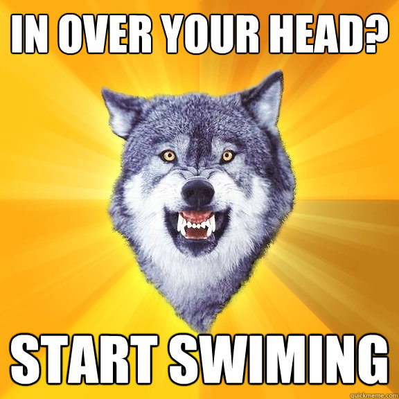 In over your head? Start swiming  Courage Wolf