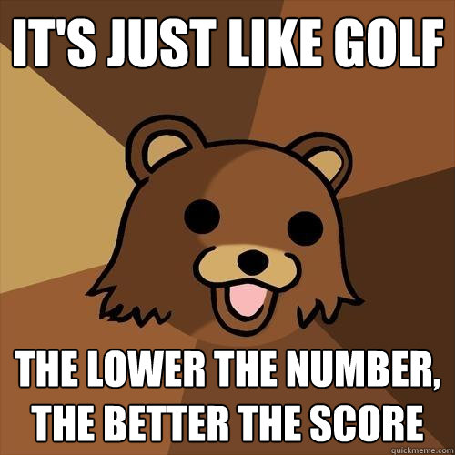 it's just like golf the lower the number, the better the score - it's just like golf the lower the number, the better the score  Pedobear