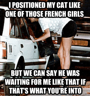 I positioned my cat like one of those french girls but we can say he was waiting for me like that if that's what you're into  Karma Whore