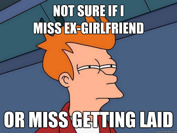 Not sure if I 
miss ex-girlfriend Or miss getting laid  Futurama Fry