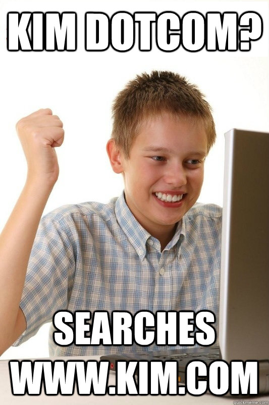 kim dotcom? searches www.kim.com  1st Day Internet Kid