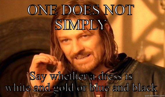 ONE DOES NOT SIMPLY SAY WHETHER A DRESS IS WHITE AND GOLD OR BLUE AND BLACK One Does Not Simply
