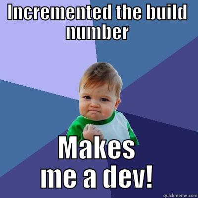 INCREMENTED THE BUILD NUMBER MAKES ME A DEV! Success Kid