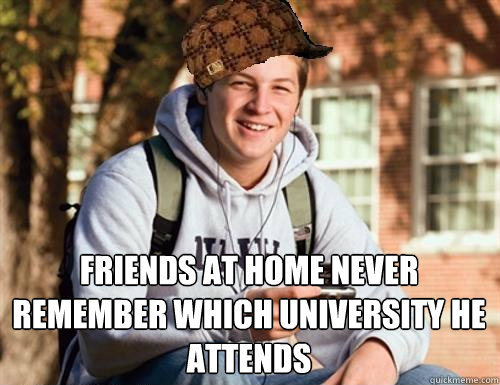  Friends at home never remember which University he attends  College Freshman