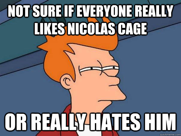 Not sure if everyone really likes Nicolas Cage Or really hates him - Not sure if everyone really likes Nicolas Cage Or really hates him  Misc