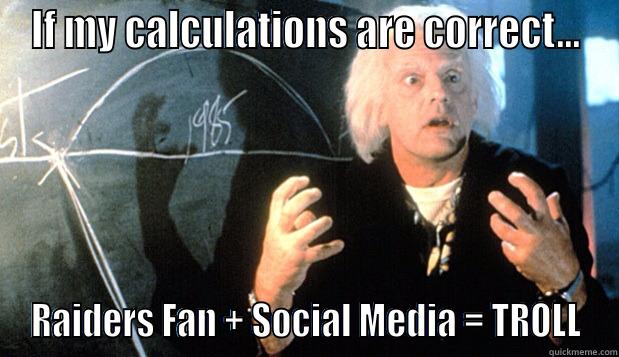 IF MY CALCULATIONS ARE CORRECT... RAIDERS FAN + SOCIAL MEDIA = TROLL Misc