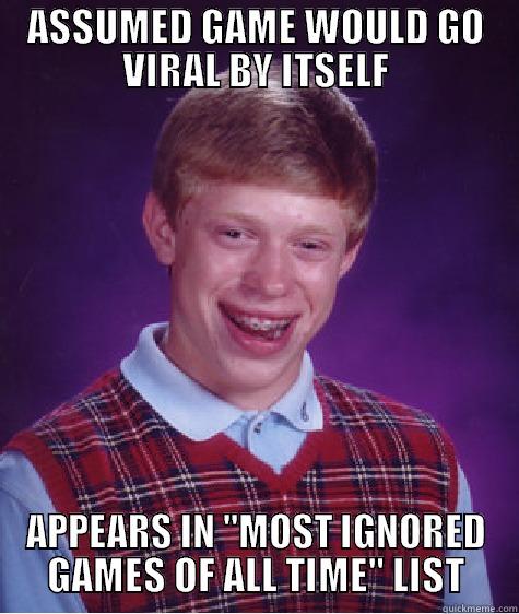 GAME MARKETING 101 - ASSUMED GAME WOULD GO VIRAL BY ITSELF APPEARS IN 