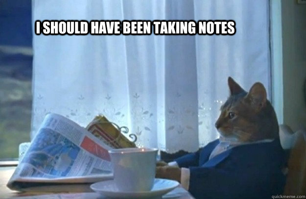 I should have been taking notes - I should have been taking notes  Sophisticated Cat