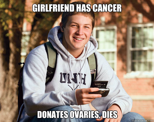 Girlfriend has cancer donates ovaries, dies  College Freshman