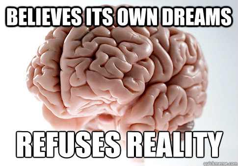 BELIEVES ITS OWN DREAMS REFUSES REALITY  Scumbag Brain