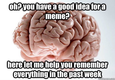 oh? you have a good idea for a meme? here let me help you remember everything in the past week   Scumbag Brain