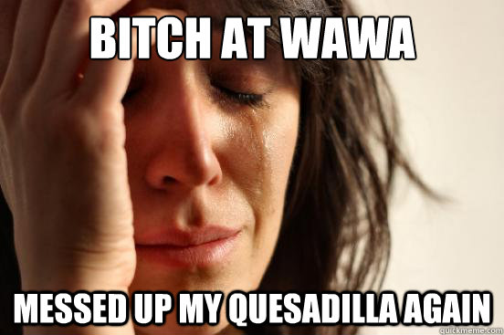 bitch at wawa messed up my quesadilla again  First World Problems