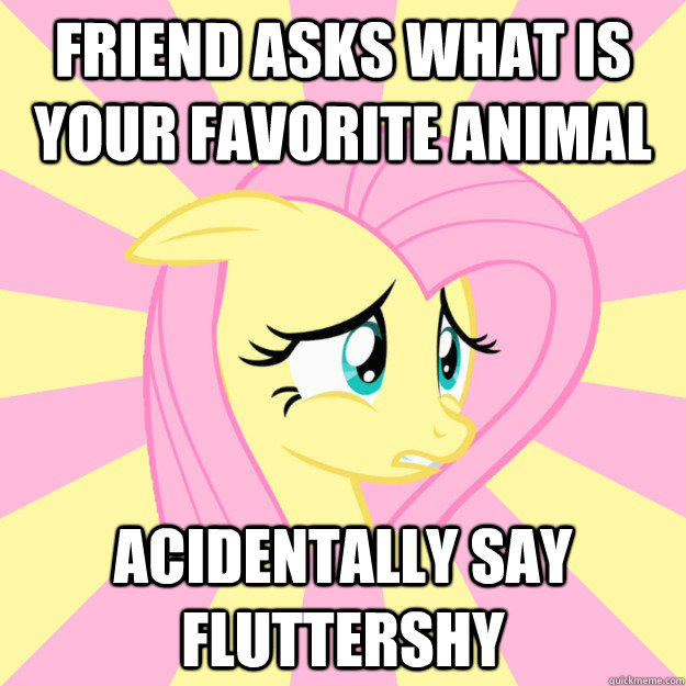 friend asks what is your favorite animal acidentally say fluttershy  Socially awkward brony