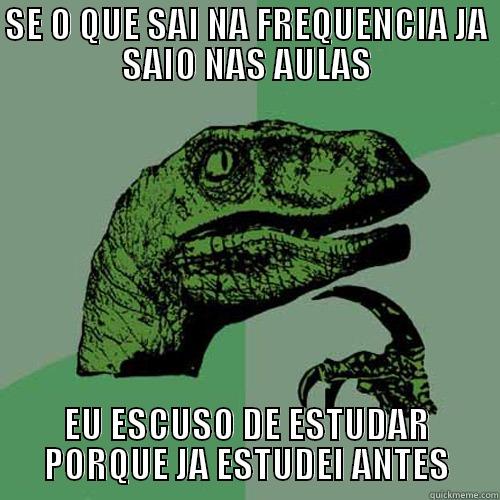 SE O QUE SAI NA FREQUENCIA JA SAIO NAS AULAS EU ESCUSO DE ESTUDAR PORQUE JA ESTUDEI ANTES Philosoraptor