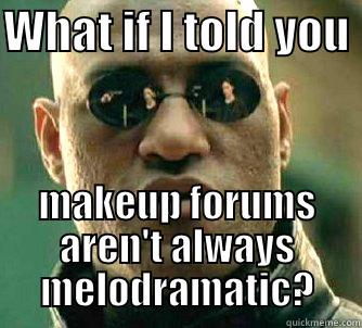 WHAT IF I TOLD YOU  MAKEUP FORUMS AREN'T ALWAYS MELODRAMATIC? Matrix Morpheus