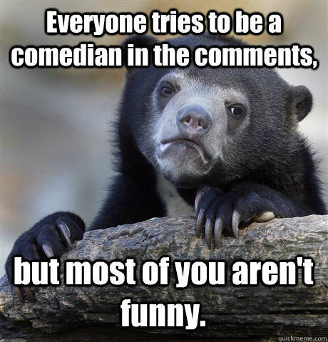 Everyone tries to be a comedian in the comments, but most of you aren't funny.   Confession Bear