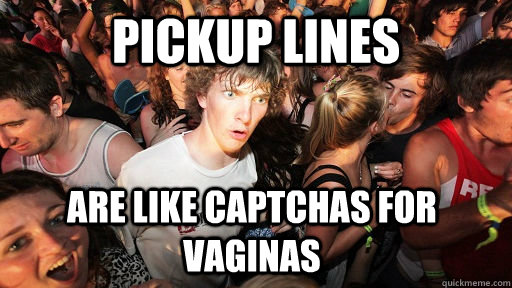 Pickup lines are like captchas for vaginas  Sudden Clarity Clarence