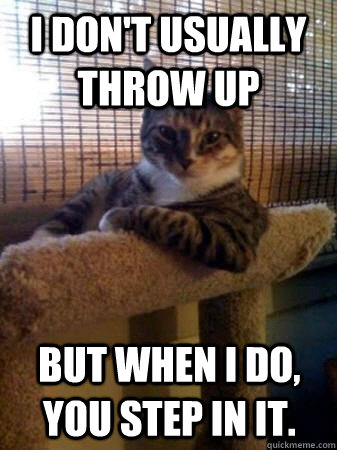I don't usually throw up but when I do, you step in it.  The Most Interesting Cat in the World