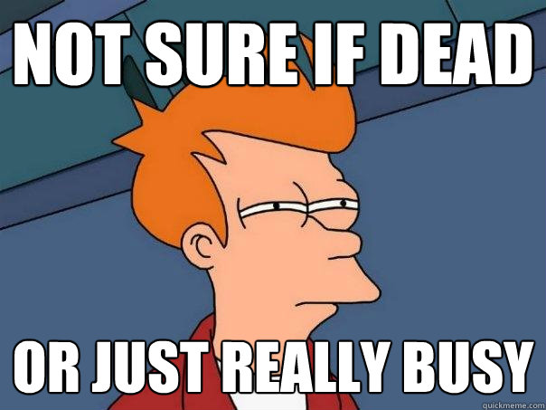Not sure if dead Or just really busy  Futurama Fry