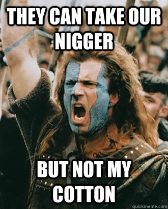 they can take our nigger but not my cotton  SOPA Opposer