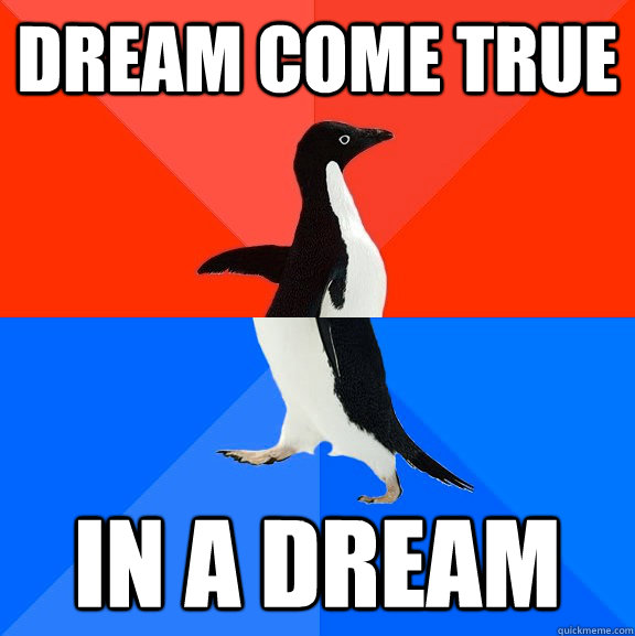 Dream come true in a dream  Socially Awesome Awkward Penguin