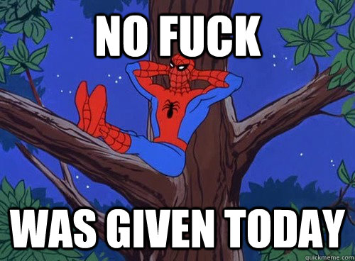 No fuck  was given today   Spider man