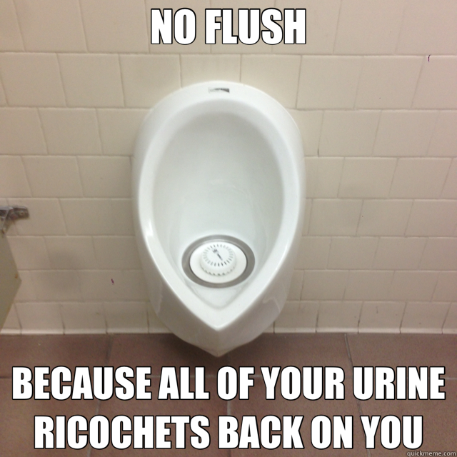 NO FLUSH BECAUSE ALL OF YOUR URINE RICOCHETS BACK ON YOU - NO FLUSH BECAUSE ALL OF YOUR URINE RICOCHETS BACK ON YOU  no flush