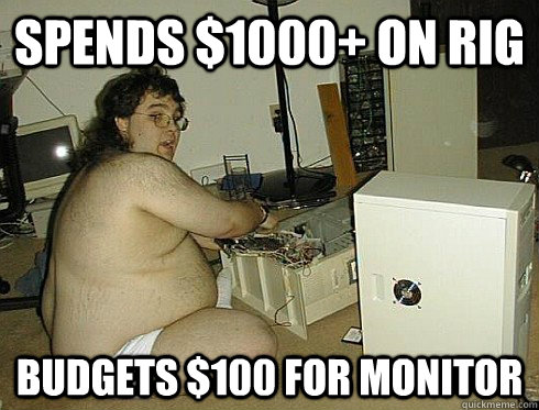 spends $1000+ on rig Budgets $100 for monitor - spends $1000+ on rig Budgets $100 for monitor  PC Gaming Master Race