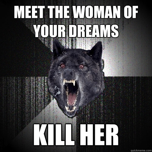MEET THE WOMAN OF YOUR DREAMS KILL HER   Insanity Wolf