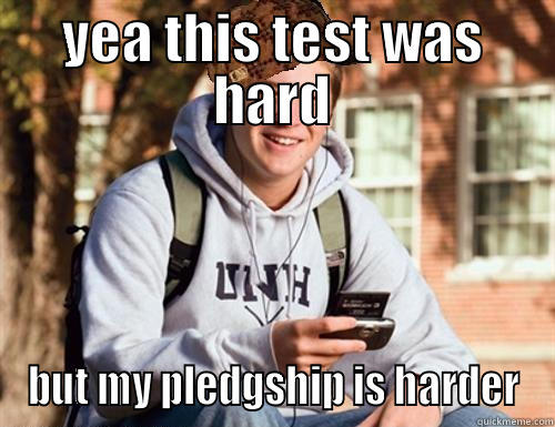 YEA THIS TEST WAS HARD BUT MY PLEDGSHIP IS HARDER College Freshman