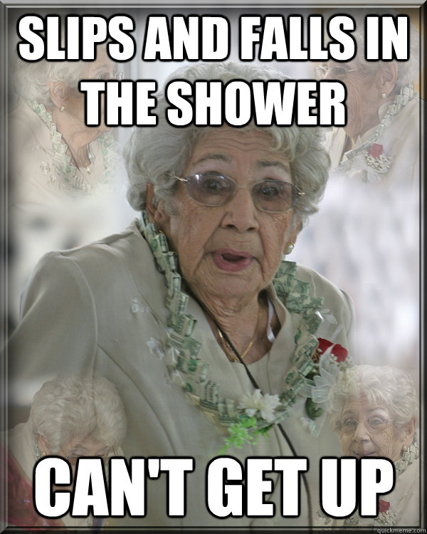 Slips and falls in the shower Can't get up  