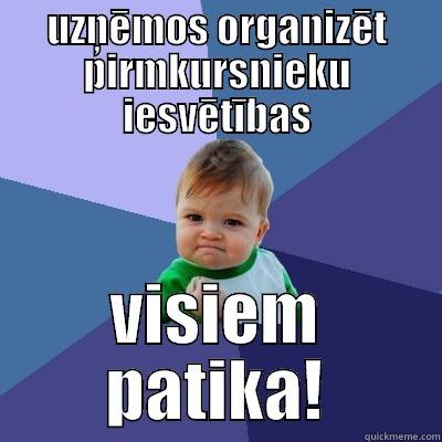 UZŅĒMOS ORGANIZĒT PIRMKURSNIEKU IESVĒTĪBAS VISIEM PATIKA! Success Kid