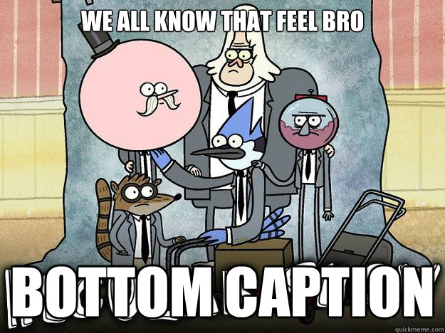 WE ALL KNOW THAT FEEL BRO Bottom caption  WE ALL KNOW THAT FEEL BRO - REGULAR SHOW
