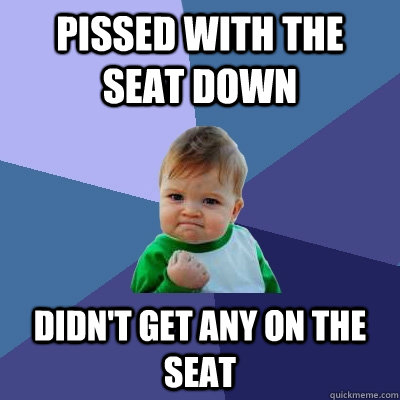 pissed with the seat down didn't get any on the seat  Success Kid