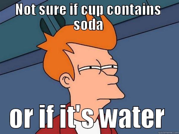 NOT SURE IF CUP CONTAINS SODA OR IF IT'S WATER Futurama Fry