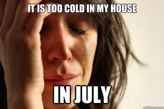 it is too cold in my house In july - it is too cold in my house In july  First World Problems