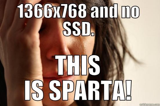 1366X768 AND NO SSD. THIS IS SPARTA! First World Problems