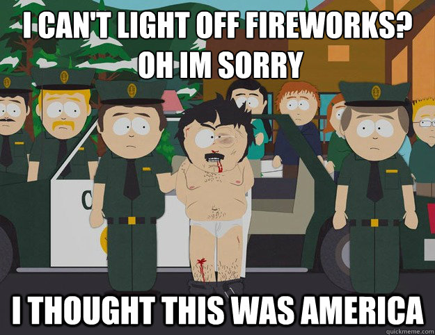 I can't light off fireworks? 
 oh im sorry I THOUGHT THIS WAS AMERICA  