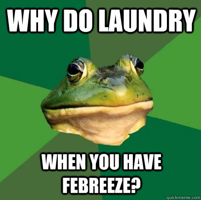 Why do laundry when you have febreeze?  Foul Bachelor Frog