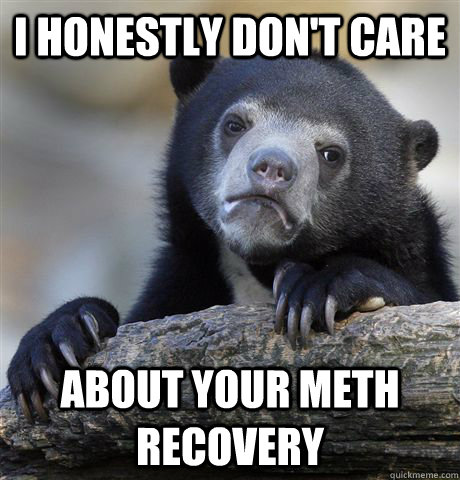 I honestly don't care about your meth recovery  Confession Bear