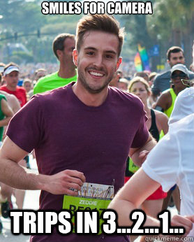 Smiles for camera trips in 3...2...1...  Ridiculously photogenic guy