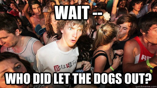 Wait --  Who did let the dogs out?  Sudden Clarity Clarence