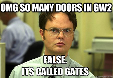 omg so many doors in GW2 False.
It´s called gates  Schrute